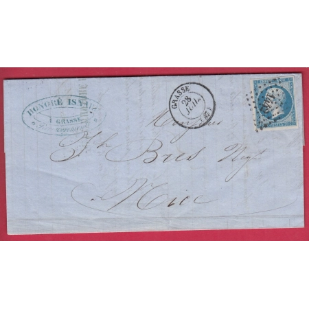 N°14 TTB PC 1442 GRASSE (87) SANS MILLESIME POUR NICE ALPES MARITIMES LETTRE COVER