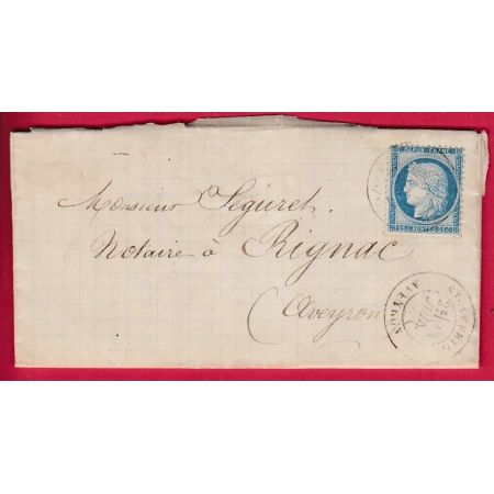 N°60 CAD TYPE 18 ST AFFRIQUE AVEYRON POUR RIGNAC LETTRE COVER FRANCE
