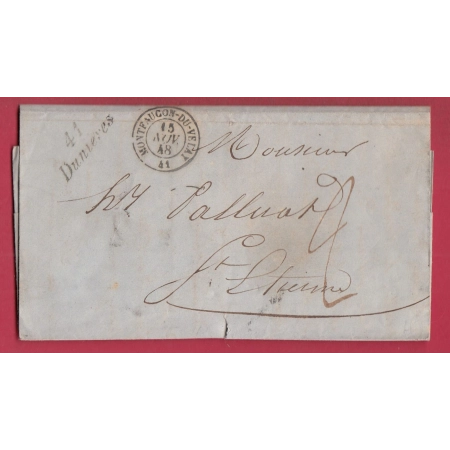 CURSIVE 41 DUNIERES HAUTE LOIRE T15 MONTFAUCON DU VELAY POUR ST ETIENNE LETTRE COVER