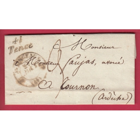 CURSIVE 41 TENCE HAUTE LOIRE T12 YSSENGEAUX POUR TOURNON ARDECHE 1832 LETTRE COVER