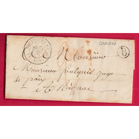 CAD TYPE 15 SAUVETERRE D'AVEYRON BOITE RURALE B CRESPIN POUR RIGNAC LETTRE COVER