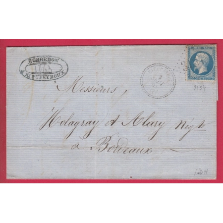 N°22 GC 3134 RIEUPEYROUX AVEYRON CAD TYPE 22 POUR BORDEAUX LETTRE COVER