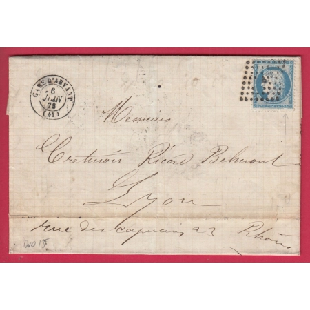 N°60 CAD TYPE 15 GARE D'ARVANT HAUTE LOIRE AMBULANT CLERMONT FERRAND PARIS POUR LYON ECHANTILLON TISSUS LETTRE COVER