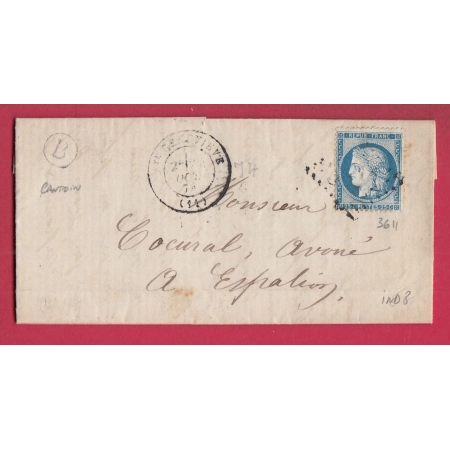 N°60 GC 3611 ST GENEVIEVE AVEYRON BOITE RURALE B CANTOIN POUR ESPALION LETTRE COVER
