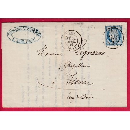 N°60 CAD TYPE 18 ALBI TARN POUR ISSOIRE LETTRE COVER