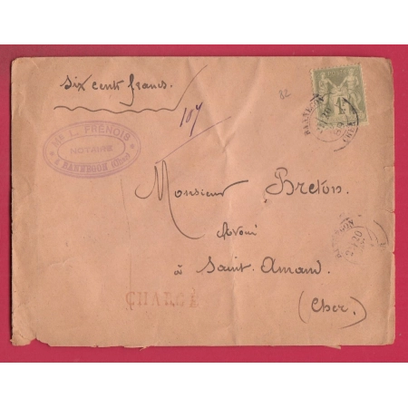 N°82 SEUL SUR LETTRE CHARGE BANNEGON CHER POUR ST AMAND MONTROND COVER