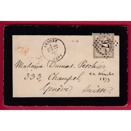 N°56 GC 97 ANDUZE GARD CAD TYPE 16 POUR GENEVE SUISSE LETTRE COVER