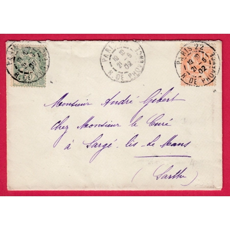 N°111 117 LEVEE EXCEPTIONNELLE PARIS R DE PROVENCE 1902 POUR LE MANS SARTHE LETTRE COVER