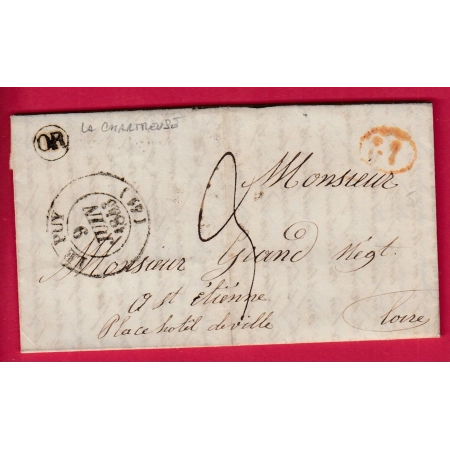 CAD TYPE 13 LE PUY HAUTE LOIRE OR LA CHARTREUSE DECIME RURALE POUR ST ETIENNE LOIRE 1843 LETTRE COVER