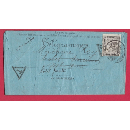 TAXE N°18 SUR TELEGRAMME GERARDMER VOSGES 1890 LETTRE COVER