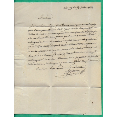 CAD TYPE 13 MARSEILLE BOUCHES DU RHONE DECIME + BOITE RURALE A ALLAUCH POUR ST MAXIMIN VAR 1839 LETTRE COVER FRANCE