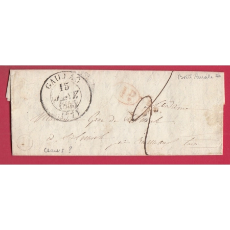 CAD TYPE 13 GAILLAC TARN 1845 BOITE RURALE D CAYLUS ?? POUR CRAMAUX DECIME RURAL LETTRE COVER