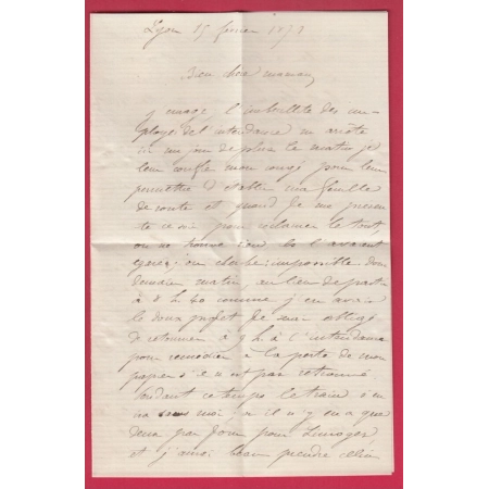 GUERRE 1870 GARDE MOBILE LYON RHONE POUR CONFOLENS CHARENTE 10 FEVRIER 1871 LETTRE COVER