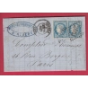 N°37 X2 DOUBLE PORT DU 26 SEPTEMBRE 1871 NEVERS NIEVRE POUR PARIS LETTRE COVER
