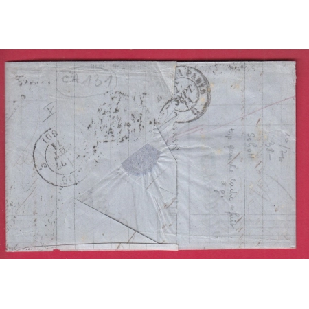 N°37 X2 DOUBLE PORT DU 26 SEPTEMBRE 1871 NEVERS NIEVRE POUR PARIS LETTRE COVER