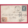 N°60 GC 1002 CHERBOURG MANCHE TIMBRE TAXE 40 CENTESIMI SUZE SUSA ITALIE ITALIA + TAXE MANUSCRITE BLEUE LETTRE COVER