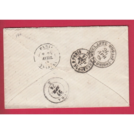 N°60 GC 1002 CHERBOURG MANCHE TIMBRE TAXE 40 CENTESIMI SUZE SUSA ITALIE ITALIA + TAXE MANUSCRITE BLEUE LETTRE COVER