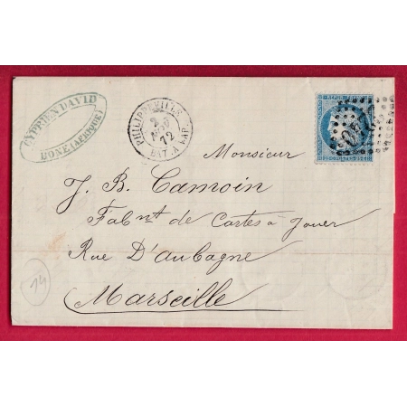 N°60 PHILIPPEVILLE BATEAU A VAPEUR TEXTE DE BONE ALGERIE GC 2240 MARSEILLE ETIQUETTE PUB AU DOS LETTRE COVER