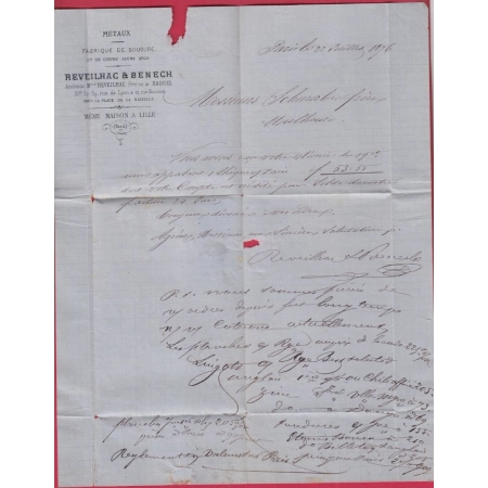 N°66 PAIRE PARIS BT MAZAS JUILLET 1876 POUR MULHOUSE HAUT RHIN ALSACE LORRAINE ALLEMAGNE FER A CHEVAL LETTRE COVER