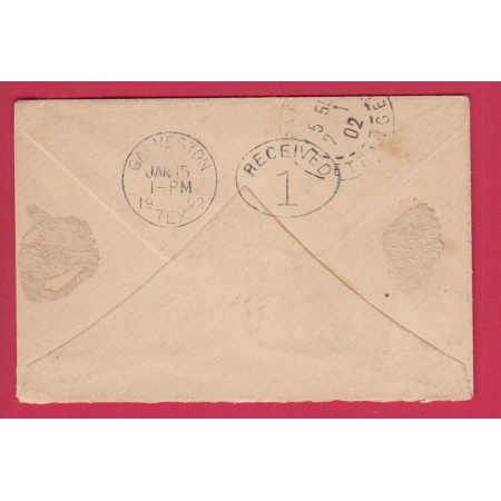 ENTIER SAGE + N°96 ASSAT BASSES PYRENEES POUR GALVESTON TEXAS USA ETATS UNIS AMERIQUE 1901 LETTRE COVER
