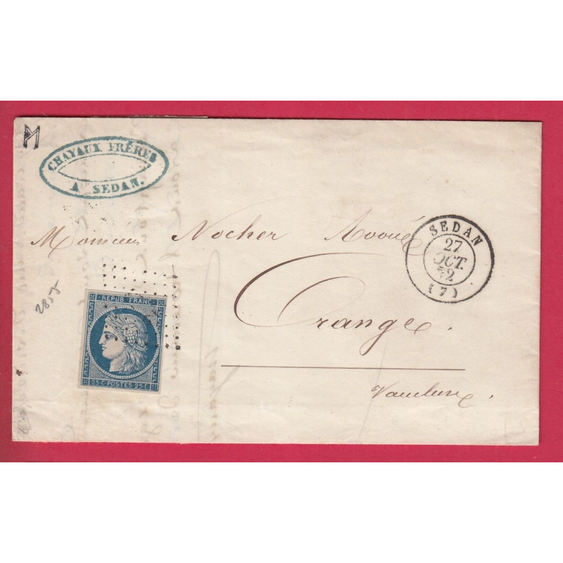 N°4 PC 2855 SEDAN ARDENNES POUR ORANGES VAUCLUSE LETTRE COVER