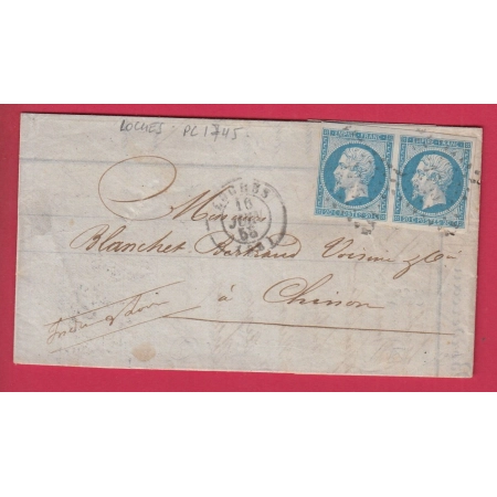 N°14 PAIRE TB PC 1745 LOCHES POUR CHINON INDRE ET LOIRE LETTRE COVER