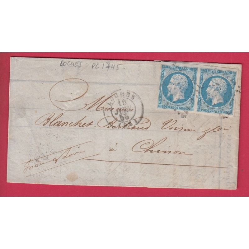 N°14 PAIRE TB PC 1745 LOCHES POUR CHINON INDRE ET LOIRE LETTRE COVER