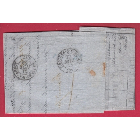N°22 PRECUSEUR APRES LE DEPART 21 ET 22 NOV 1865 GC 1989 LAVAUR TARN POUR CASTRES LETTRE COVER