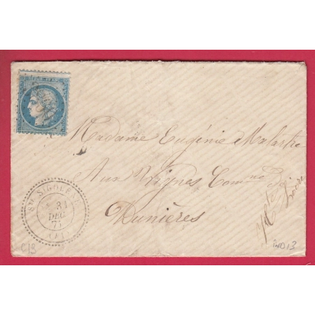 N°60 GC 3860 CAD TYPE 24 STE SIGOLENE HAUTE LOIRE POUR DUNIERES INDICE 13 LETTRE COVER