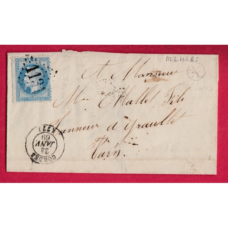 N°29 GC 1131 CORDES TARN BOITE RURALE X MILHARS POUR GRAULHET LETTRE COVER