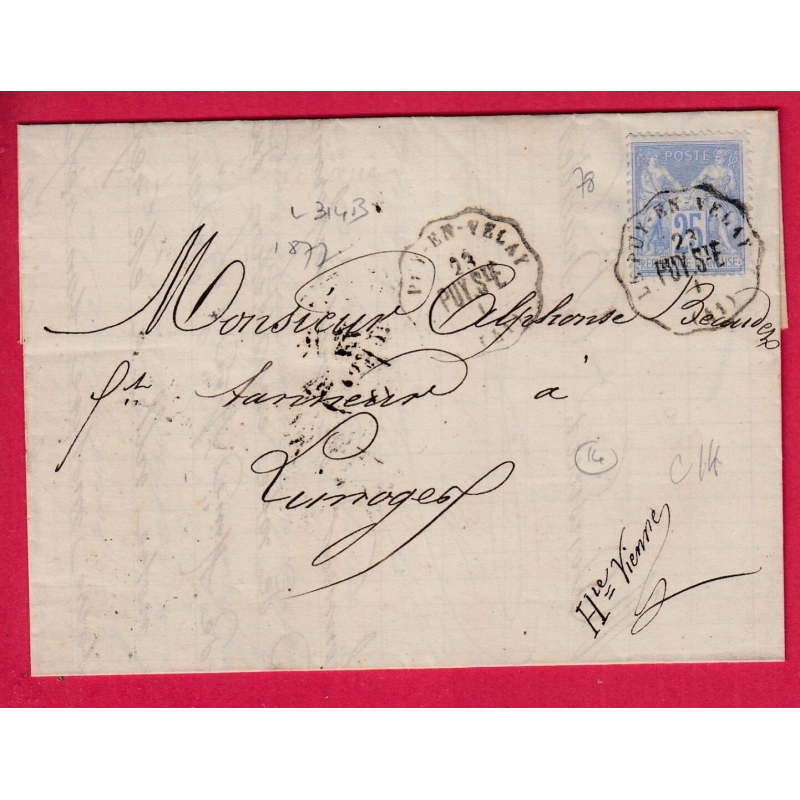 N°78 CONVOYEUR STATION LE PUY EN VELAY HAUTE LOIRE POUR LIMOGES HAUTE VIENNE LETTRE COVER