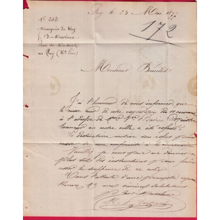 N°78 CONVOYEUR STATION LE PUY EN VELAY HAUTE LOIRE POUR LIMOGES HAUTE VIENNE LETTRE COVER