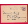 ALSACE LORRAINE ENTIER 5PF AMBULANT AVRICOURT STRASBOURG BAS RHIN LETTRE COVER