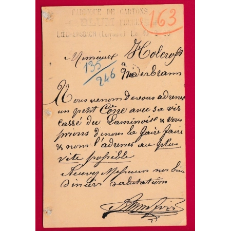 ALSACE LORRAINE ENTIER 5PF AMBULANT SARREGUEMINES HAGUENAU POUR NIEDERBRONN BAS RHIN MOSELLE LETTRE COVER