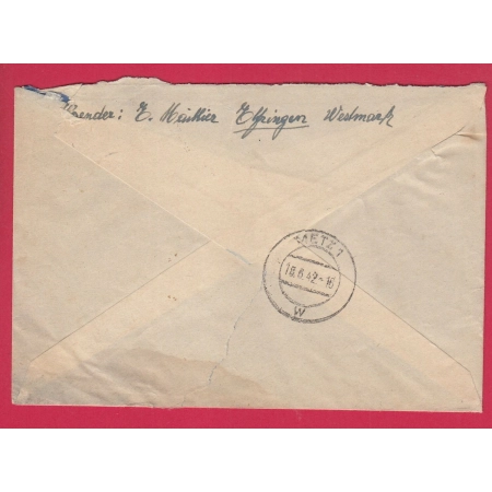 ALSACE LORRAINE AVRICOURT MOSELLE RECOMMANDE 1942 TIMBRES HITLER POUR METZ LETTRE COVER