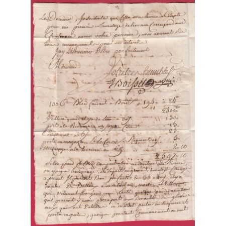 MARQUE DE RABASTEN LENAIN N°1 1766 TARN POUR LAYRAC SUR TARN HAUTE GARONNE LETTRE COVER