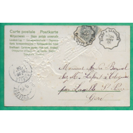 N°111 BLANC CONVOYEUR LIGNE NIMES A LANGOGNE CARTE POSTALE POUR LA SALLE GARD 1906 LETTRE COVER FRANCE