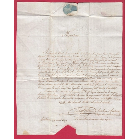 MARQUE P79P FONTENAY LE COMTE VENDEE 1819 POUR ST MARTIN DE GURCON GURSON DORDOGNE LETTRE COVER
