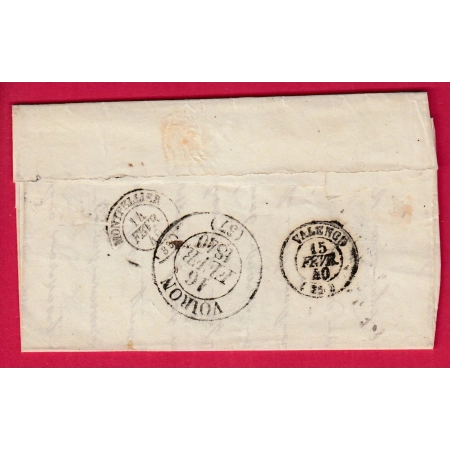 CAD TYPE 14 CAMARES AVEYRON BOITE RURALE J FAYET DECIME RURAL POUR VOIRON ISERE 1840 LETTRE COVER