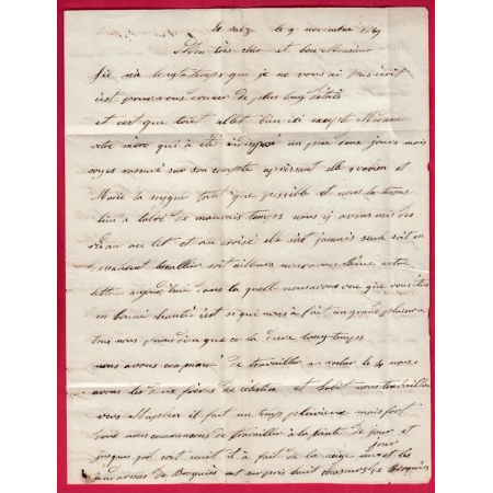 CAD TYPE 15 ST AFFRIQUE AVEYRON BOITE RURALE E SALZE POUR PARIS 1849 LETTRE COVER