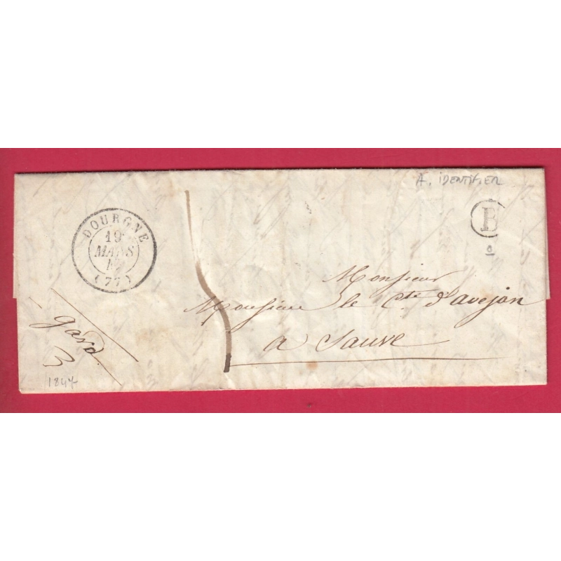 CAD TYPE 15 DOURGNE TARN BOITE RURALE B A IDENTIFIER POUR SAUVE GARD LETTRE COVER