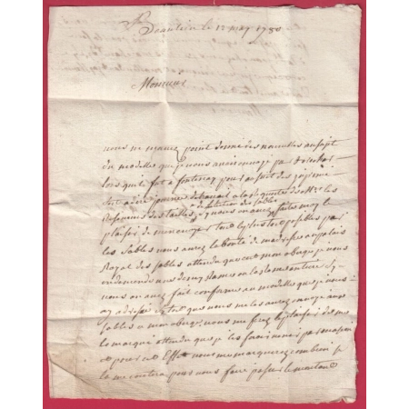 MARQUE BEAULIEU VENDEE LENAIN N°2 INDICE 18 TAXE MODIFIEE 1780 FONTENAY LE COMTE LETTRE COVER