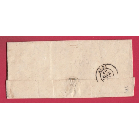 CURSIVE 77 PAMPELONNE TARN BOITE RURALE A PONT DE CIROU POUR ALBI T15 CRAMAUX 1851 LETTRE COVER