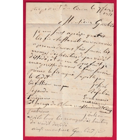CURSIVE 77 PAMPELONNE TARN BOITE RURALE A PONT DE CIROU POUR ALBI T15 CRAMAUX 1851 LETTRE COVER