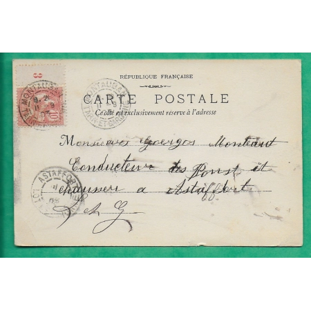 N°124 MOUCHON RETOUCHE MILLESIME 3 CARTE POSTALE MONTAUBAN TARN ET GARONNE POUR ASTAFFORT LOT ET GARONNE 1903 FRANCE