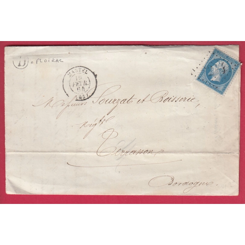 N°22 GC MARTEL LOT BOITE RURALE D FLOIRAC POUR TERRASSON DORDOGNE LETTRE COVER