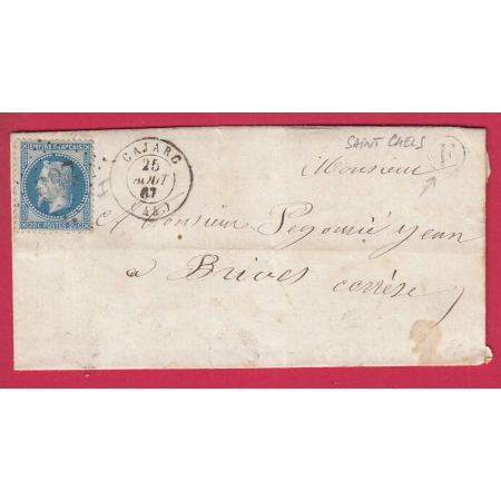 N°29 GC CAJARC LOT BOITE RURALE F SAINT CHELS POUR BRICE CORREZE LETTRE COVER