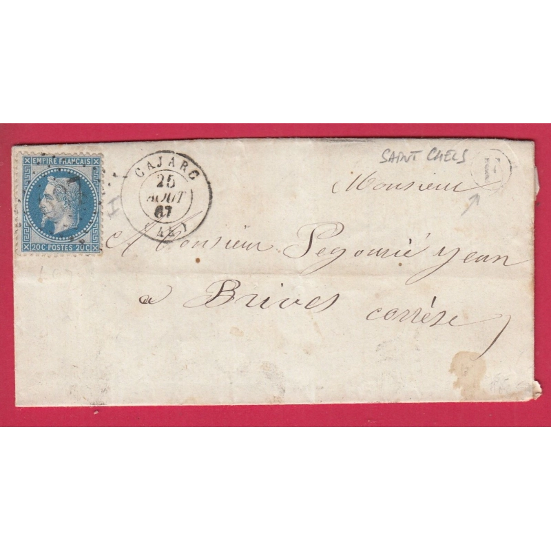 N°29 GC CAJARC LOT BOITE RURALE F SAINT CHELS POUR BRICE CORREZE LETTRE COVER