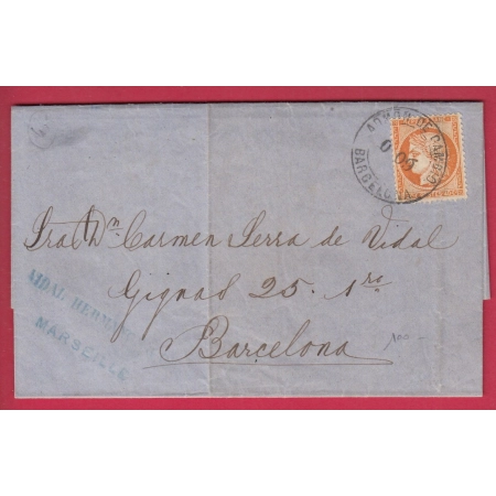 N°38 ADMON DE CAMBIO BARCELONA ESPAGNE BARCELONE TEXTE DE MARSEILLE LETTRE COVER