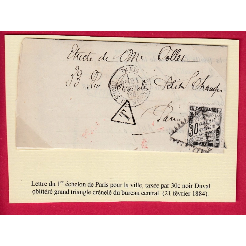 TAXE N°18 TYPE DUVAL PARIS ECOLE DE MEDECINE TRIANGLE CRENELE BUREAU CENTRAL 1884 POUR PARIS LETTRE COVER